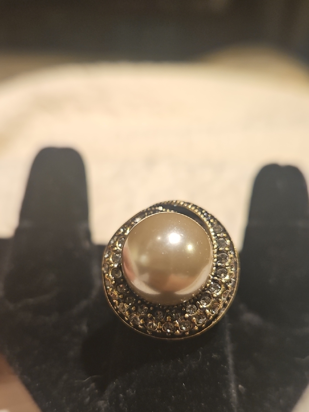 Heidi Daus Gold Pearl Halo Ring